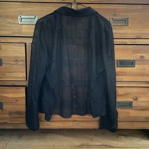 XL Black Lace Button Up